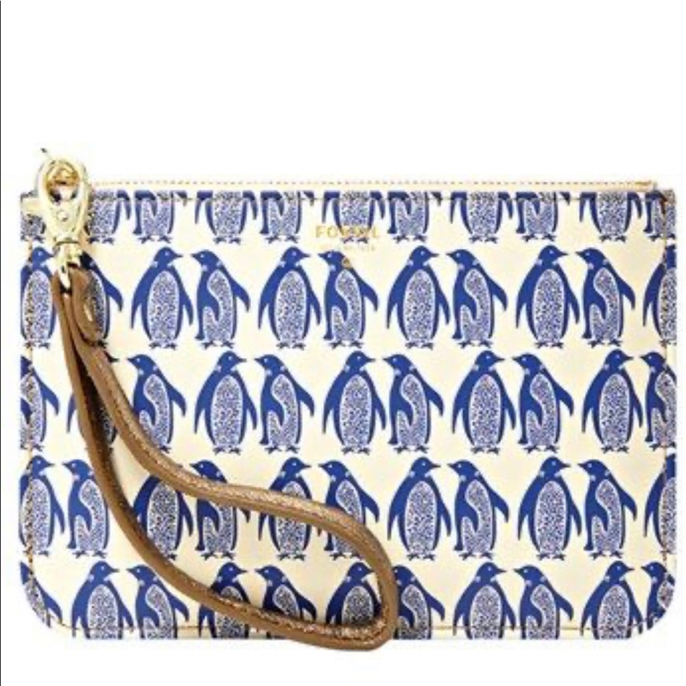 Fossil Penguin Print Wristlet